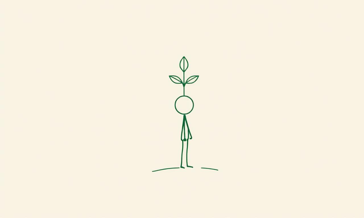 Watercolor illustration of a sprouting plant emerging from a brain, symbolising neuroplasticity and healing
