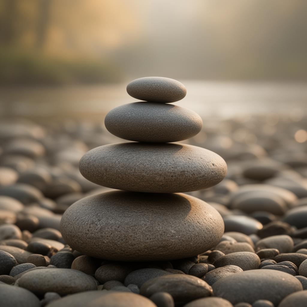 Balanced zen stones in soft light