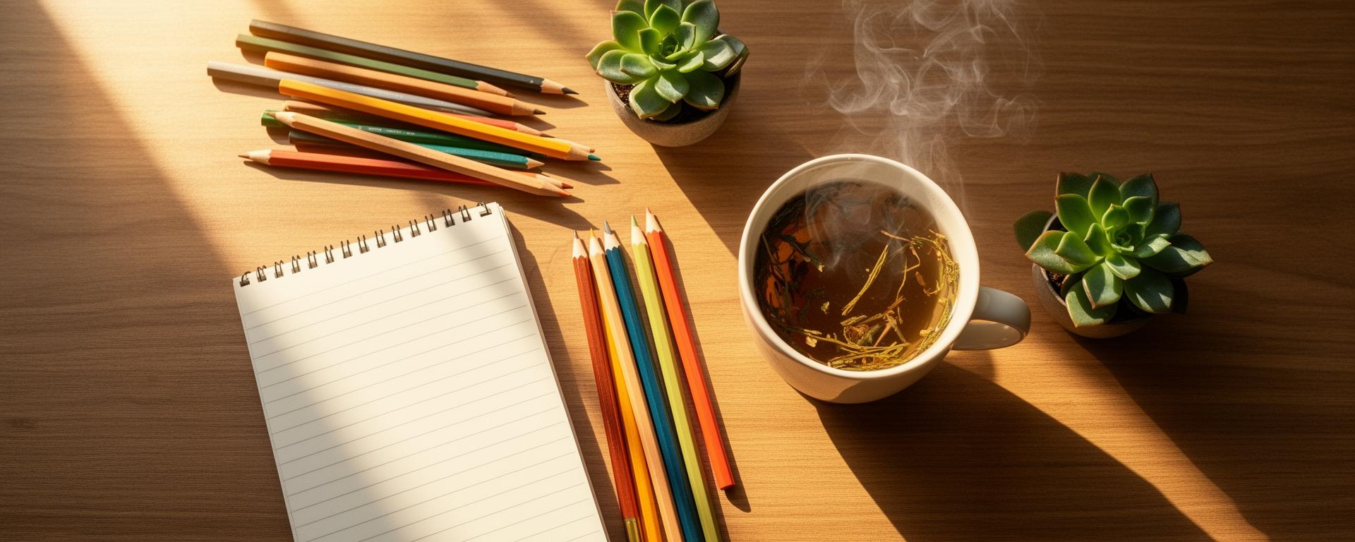 Stress Response Quiz – journal and tea on a calm desk