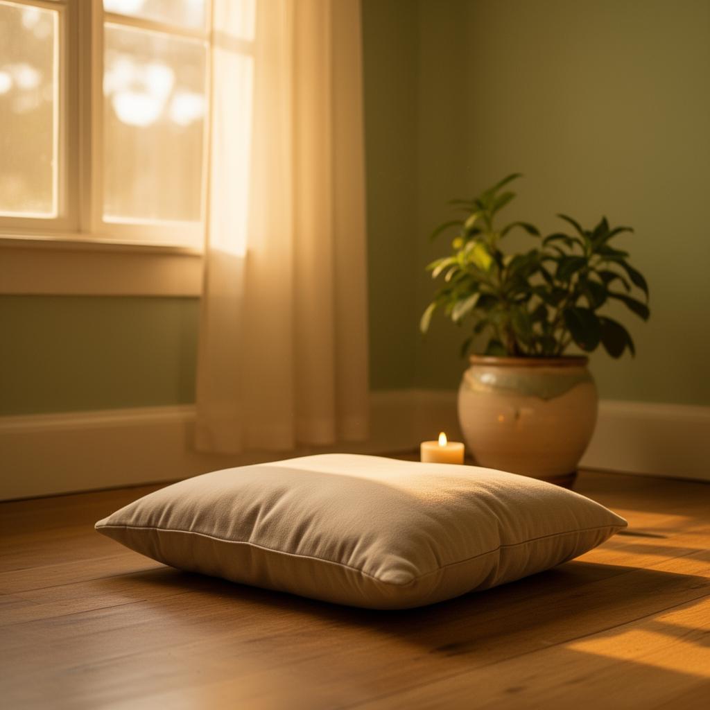 Warm candlelit meditation space